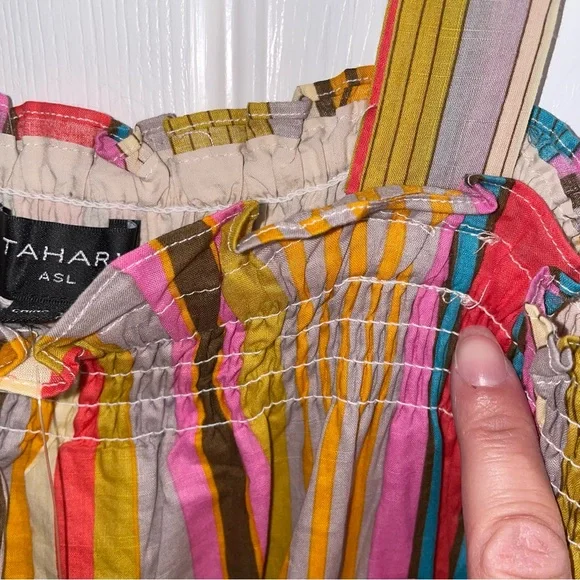 NWT Tahari ASL Smocked Tasseled-Hem Dress - Picture 12 of 13